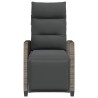 Chaise de jardin inclinable avec table d'appoint gris polyrotin 