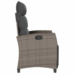 Chaise de jardin inclinable avec table d'appoint gris polyrotin 