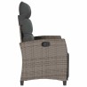 Chaise de jardin inclinable avec table d'appoint gris polyrotin 