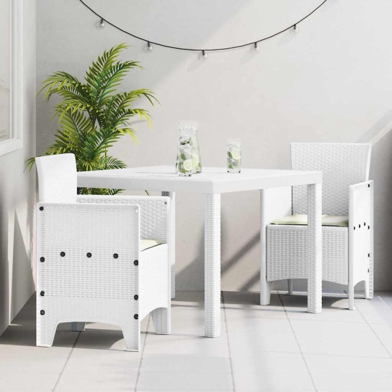 Ensemble salle à manger jardin 3 pcs Blanc 100 x 100 x 73 cm 