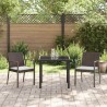 Ensemble de salle à manger de jardin 3 pièces avec coussins en poly rotin marron. 