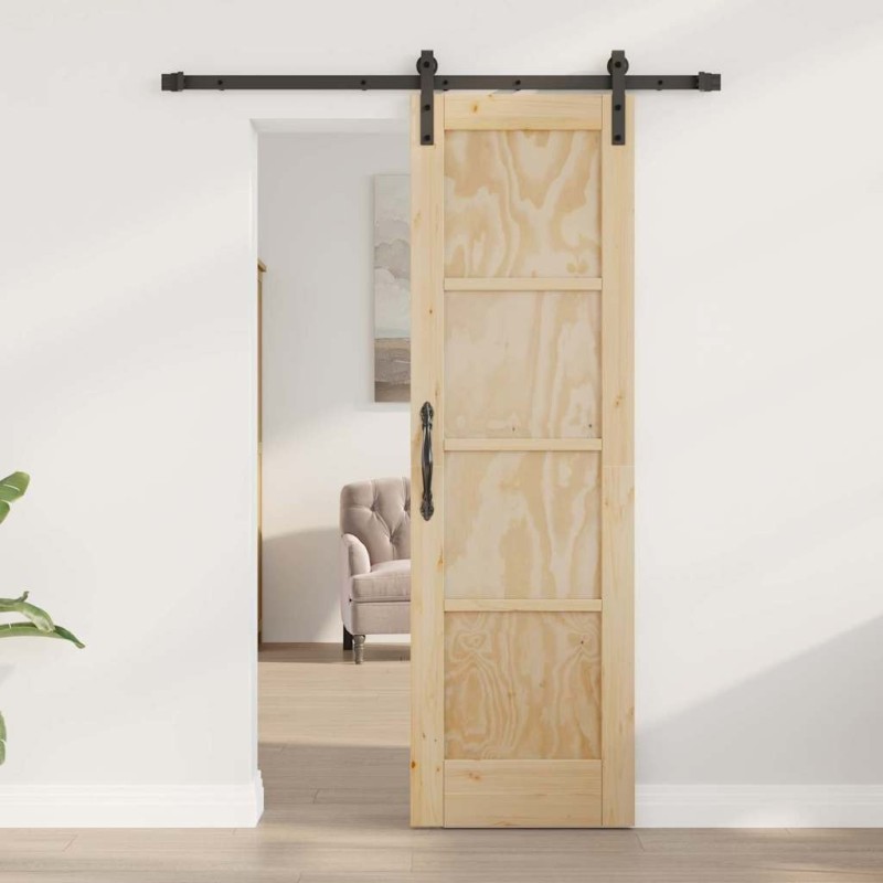 Porte coulissante avec ensemble quincaillerie 61x198.5 cm Bois massif de pin 