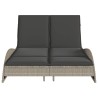 Chaise longue avec coussins gris clair 114x205x73 cm poly rotin 