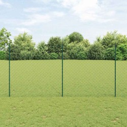 Clôture en maillon de chaîne avec 22 poteaux U Vert 1,6x25 m Acier 