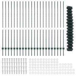 Clôture en maillon de chaîne avec 22 poteaux U Vert 1,6x25 m Acier 