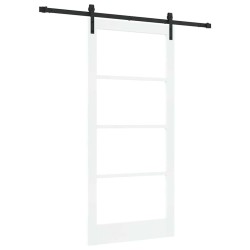 Porte Coulissante avec Kit de Quincaillerie 'ORKDAL'Bois Massif & Verre 