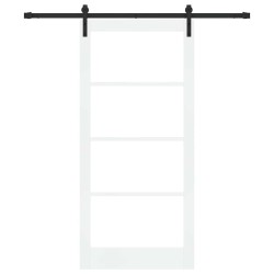 Porte Coulissante avec Kit de Quincaillerie 'ORKDAL'Bois Massif & Verre 