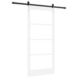 Porte Coulissante avec Kit de Quincaillerie 'ORKDAL'Bois Massif & Verre 