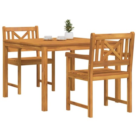 Ensemble de salle à manger de jardin , 3 pièces en bois massif d'acacia 