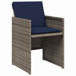 Set de 5 pièces de jardin avec coussins gris en poly rotin 