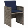 Set de 5 pièces de jardin avec coussins gris en poly rotin 