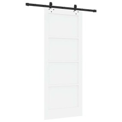 Porte coulissante avec quincaillerie 'ORKDAL'en pin massif blanc 