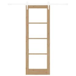 Porte coulissante avec kit de quincaillerie 73,5x211 cm en bois massif de pin 