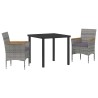 Set de jardin 3 pièces en rotin synthétique gris 