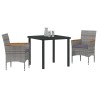 Set de jardin 3 pièces en rotin synthétique gris 