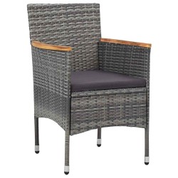 Set de jardin 3 pièces en rotin synthétique gris 