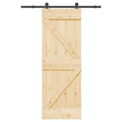 Porte coulissante et kit de quincaillerie 70x210 cm pin massif 