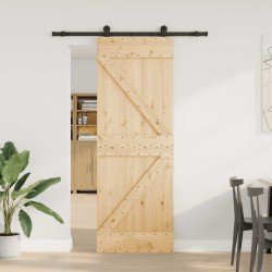 Porte coulissante et kit de quincaillerie 70x210 cm pin massif 