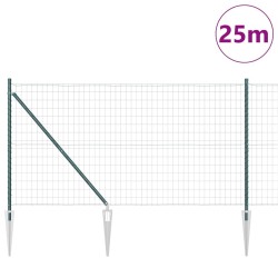 Clôture Euro avec 13 piquets pointus, 1 x 25 m en acier galvanisé vert 