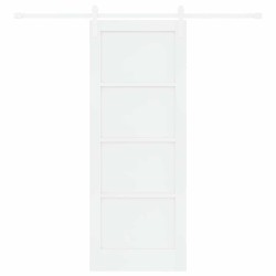 Porte Coulissante avec Ensemble de Quincaillerie Blanche 78x202 cm Bois Massif en Pin 