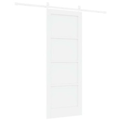 Porte Coulissante avec Ensemble de Quincaillerie Blanche 78x202 cm Bois Massif en Pin 