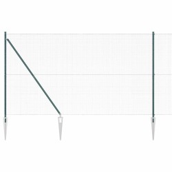 Clôture en Fil Soudé avec 13 Piquets Verts 1.6x25 m en Acier 