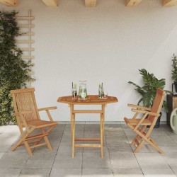Ensemble Bistro de Jardin Pliable 3 Pièces en Bois Massif d'Acacia 