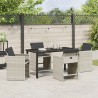 Ensemble de jardin : 5 pièces avec coussins en poly rotin gris clair 