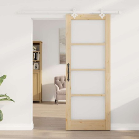 Ensemble de porte coulissante avec matos 78x202 cm en bois massif de pin 