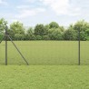 Clôture en fil de fer soudé avec 13 poteaux Gris 1.4x25 m Acier 