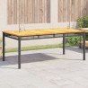Table de jardin noir 180x90x75 cm résine tressée et bois acacia 
