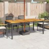 Table de jardin noir 180x90x75 cm résine tressée et bois acacia 