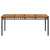 Table de jardin noir 180x90x75 cm résine tressée et bois acacia 