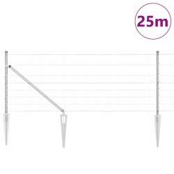 Clôture de Champ 0,8x25 m en Acier Galvanisé 