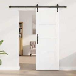 Porte coulissante avec ensemble de matériel blanc 73,5x198,5 cm en bois massif en pin 