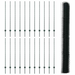Poteaux de clôture 11 pcs U-Channel Vert 140 cm Acier 