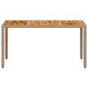 Table de jardin beige 150x90x75 cm résine tressée bois d'acacia 