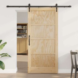 Porte Coulissante avec Ensemble de Quincaillerie 93x202 cm Bois Massif Pin 