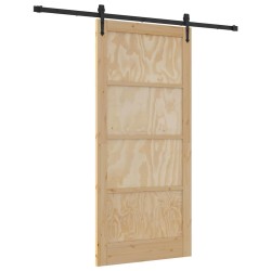 Porte Coulissante avec Ensemble de Quincaillerie 93x202 cm Bois Massif Pin 