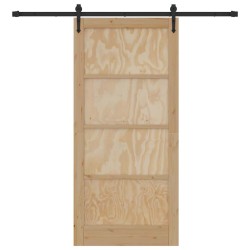 Porte Coulissante avec Ensemble de Quincaillerie 93x202 cm Bois Massif Pin 