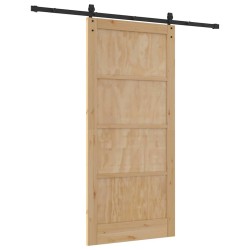 Porte Coulissante avec Ensemble de Quincaillerie 93x202 cm Bois Massif Pin 