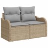 Ensemble de Canapés de Jardin de 3 Pièces avec Coussins Beige Poly Rotin 