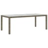 Table de jardin Gris 190x90x75 cm Verre trempé/résine tressée 
