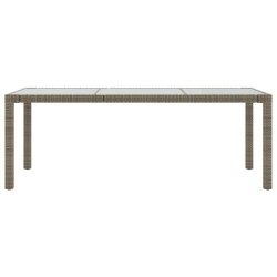 Table de jardin Gris 190x90x75 cm Verre trempé/résine tressée 