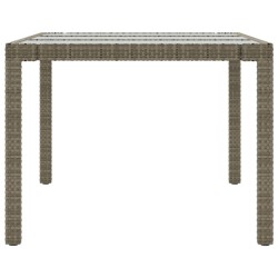 Table de jardin Gris 190x90x75 cm Verre trempé/résine tressée 