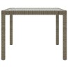Table de jardin Gris 190x90x75 cm Verre trempé/résine tressée 