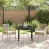 Ensemble de salle à manger de jardin 3 pièces avec coussins en rotin poly beige 