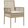 Ensemble de salle à manger de jardin 3 pièces avec coussins en rotin poly beige 