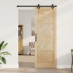 Porte Coulissante avec Kit de Quincaillerie 'ORKDAL'en Bois de Pin Massif 