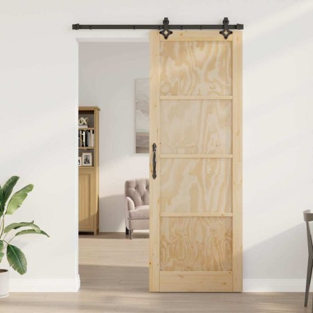 Porte Coulissante avec Kit de Quincaillerie 'ORKDAL'en Bois de Pin Massif 